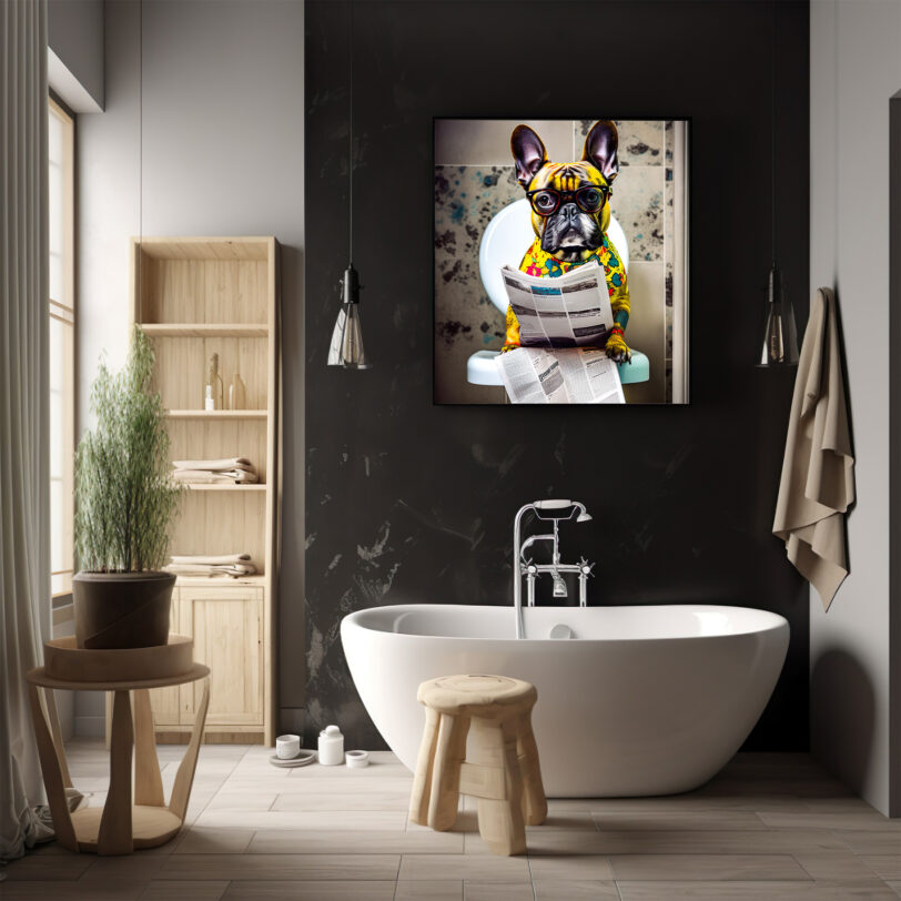 Digitaler Download Französische Bulldogge Frenchie Familienportrait,  Retro Design Art, Deko Art - Planet Frenchie, Hier dreht sich alles rund um  die Französische Bulldogge, kurz Frenchie.